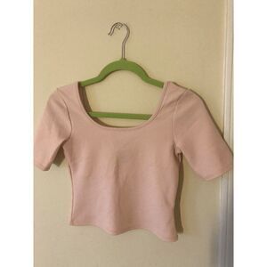 About A Girl Los Angeles Womens Short Sleeve Crop Top Pink Sz S
